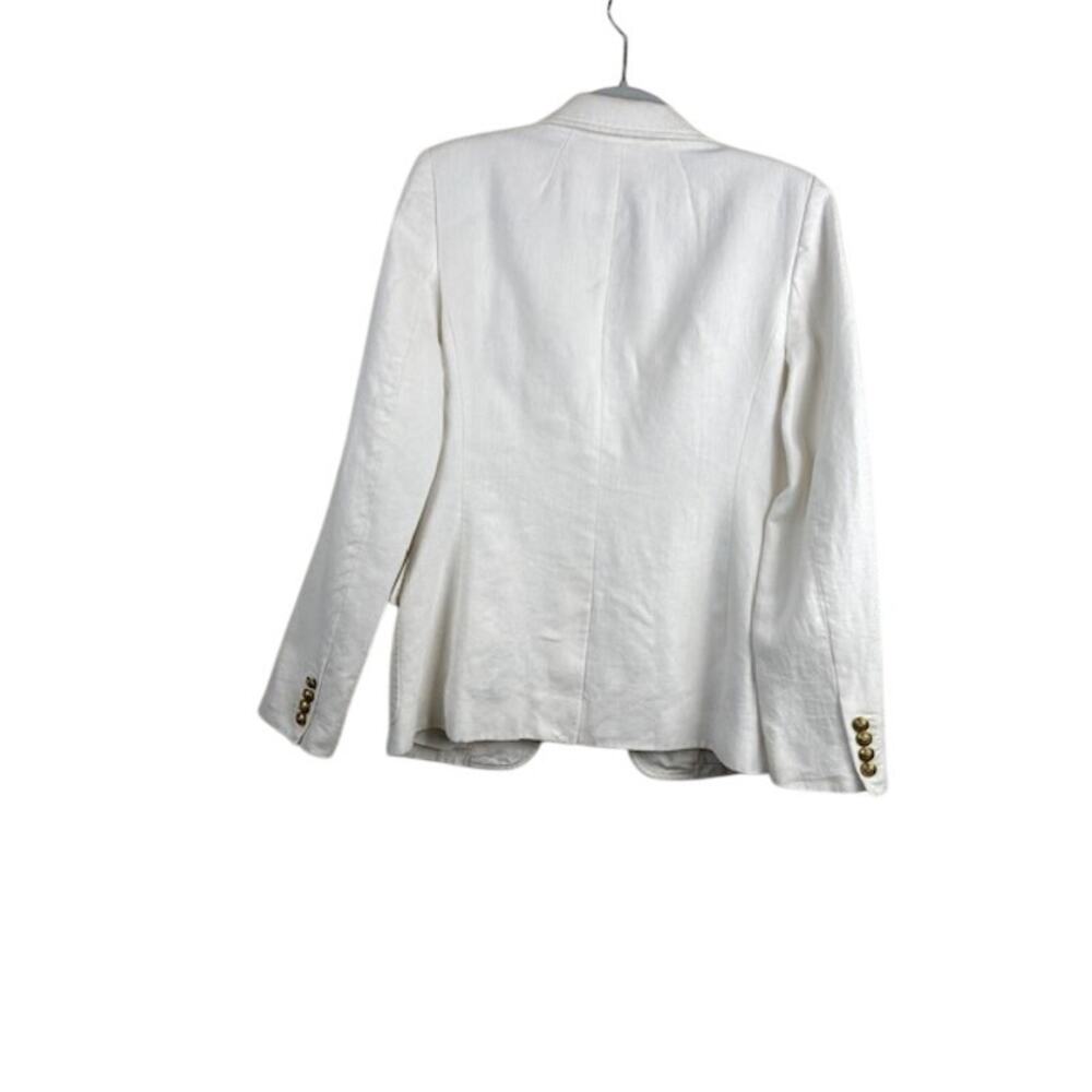 J.Crew-Women's White Linen Blend Blazer Single-Breasted (Rhodes) - Picture 4 of 8